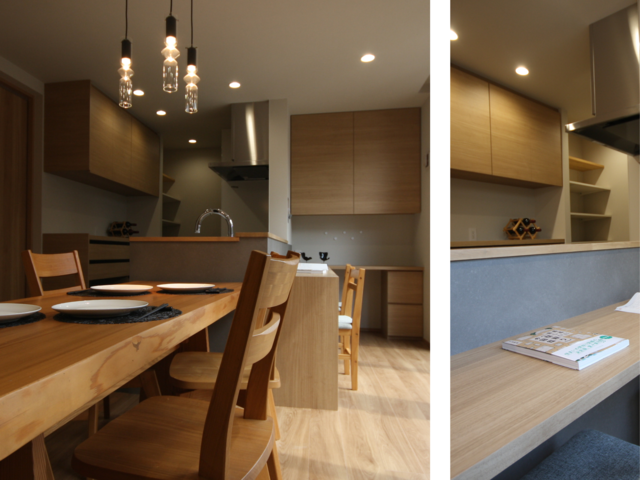 キッチン前の#造作カウンター